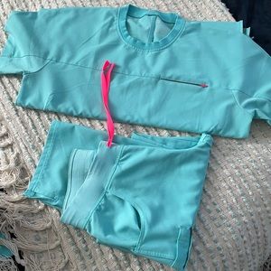 Neon blue Small kade tall pants and lmtd med top